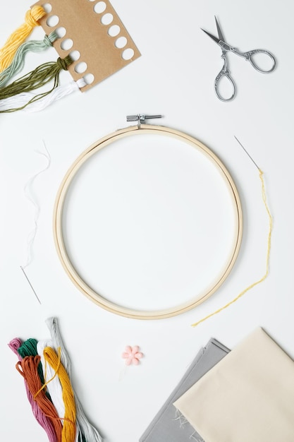Hoop embroidery with floral pattern